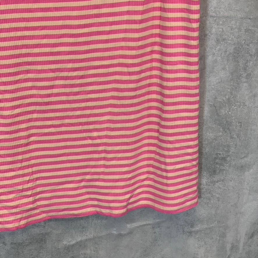 AFRM Women's Plus Size Pink/Nude Stripe Ribbed Torino Midi Pull-On Skirt SZ 2X