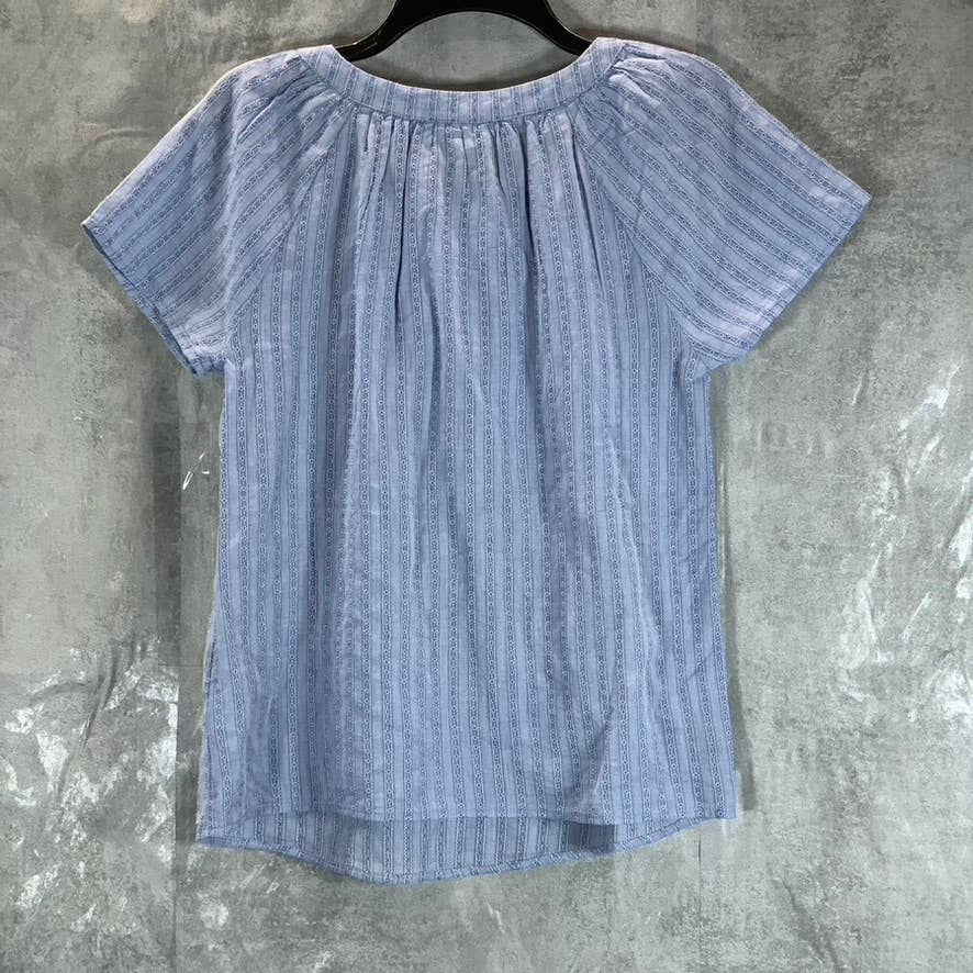 STYLE & CO Women's Pg Chambray Square-Neck Short-Sleeve Pointelle Top SZ XS