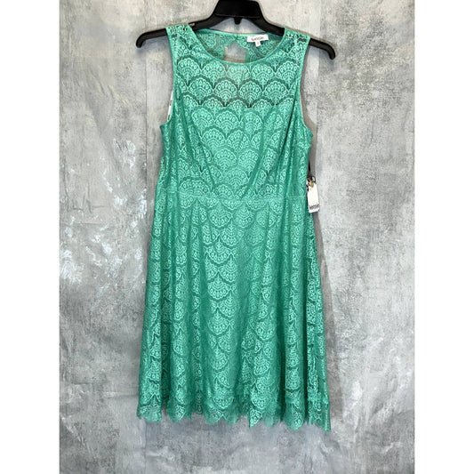 KENSIE Women's Turquoise Lace Sleeveless Keyhole Fit & Flare Mini Dress SZ 14