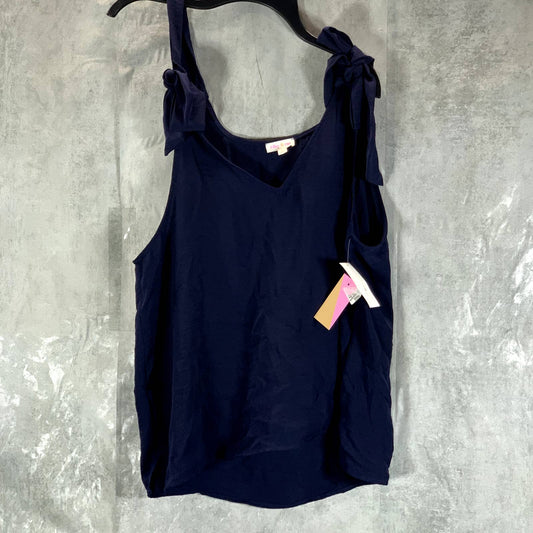 RILEY & RAE Women's Preppy Navy V-Neck Lily Tie-Shoulder Tank Top SZ L