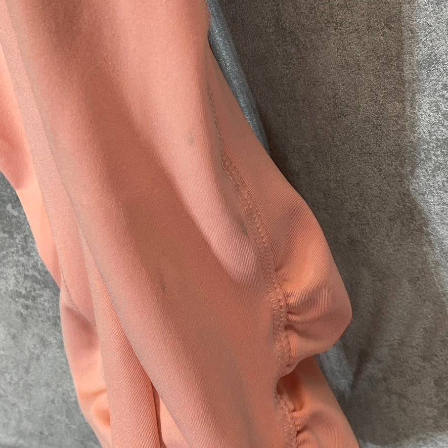 KAY UNGER Women's Peach Ruched Cuff High-Waist Media Pocket Pull-On Athletic Legging SZ M