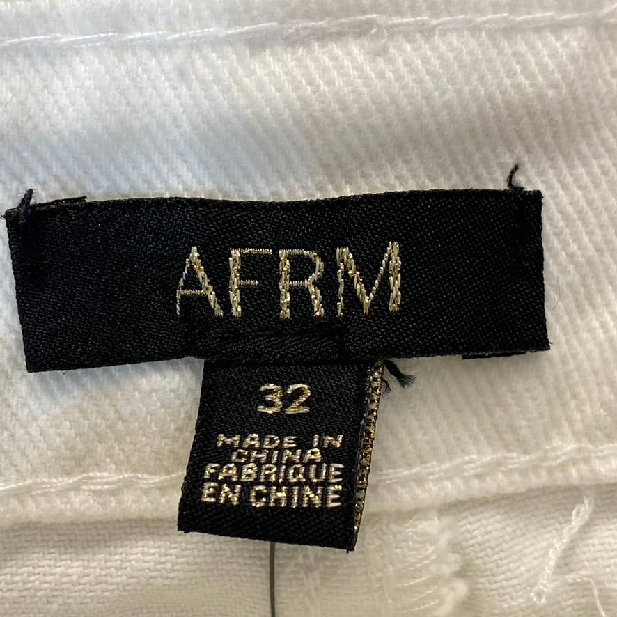 AFRM Women's White Luisa Distressed High-Rise Ankle Crop Skinny Denim Jeans SZ32