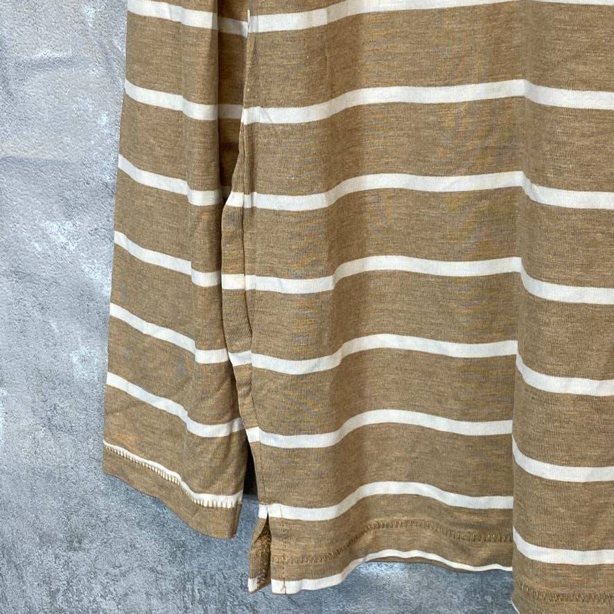 A PEA IN THE POD Women's Maternity Tan Striped Turtleneck Long Sleeve Top SZ M