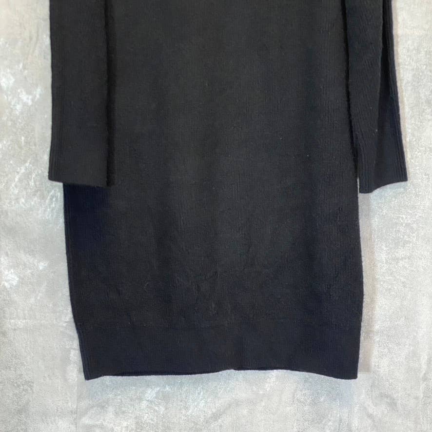 TREASURE & BOND Women's Solid Black Half-Zip Mock Neck Long Sleeve Sweater Dress SZ M