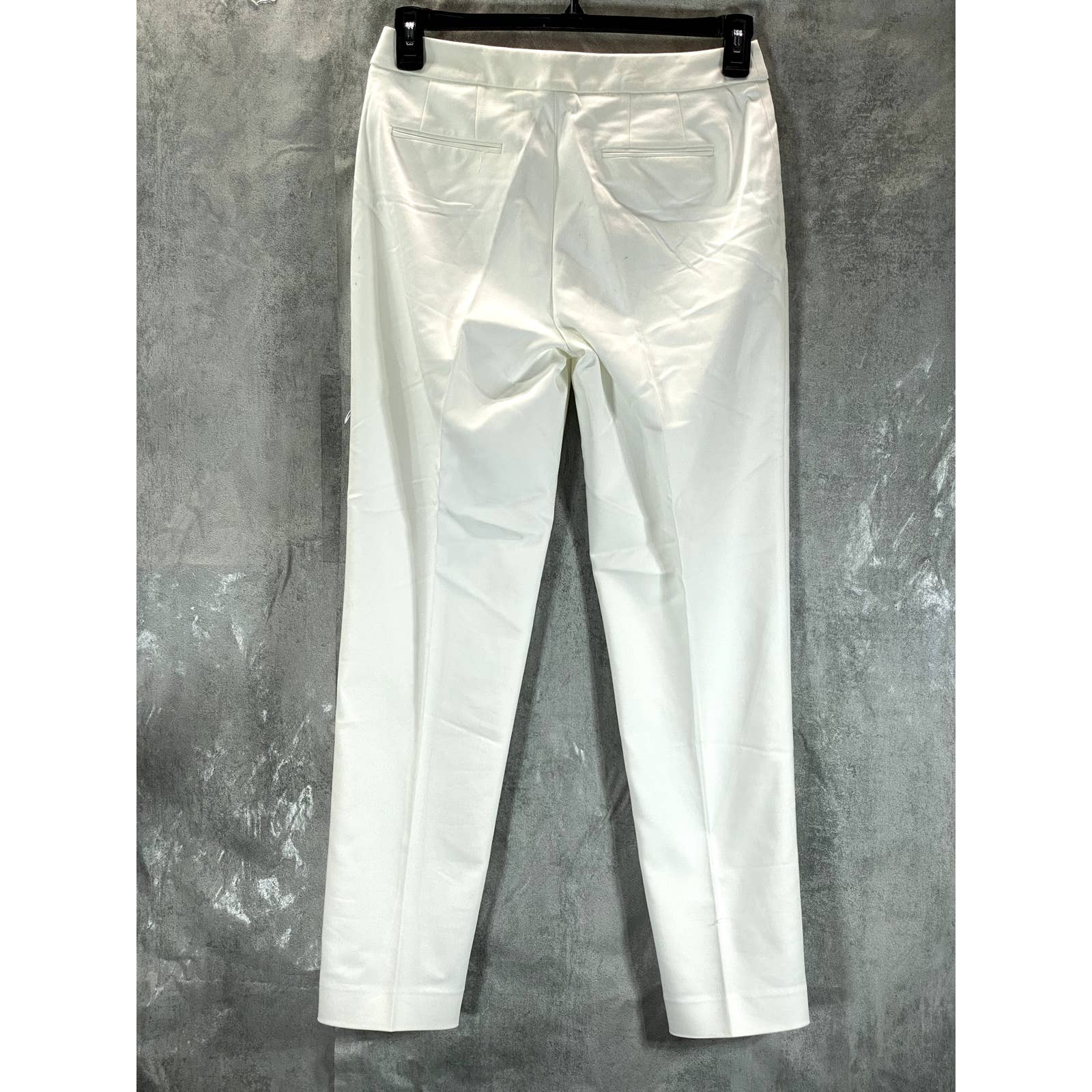 ANNE KLEIN Women's White Double-Weave High-Rise Ankle Pants SZ 4