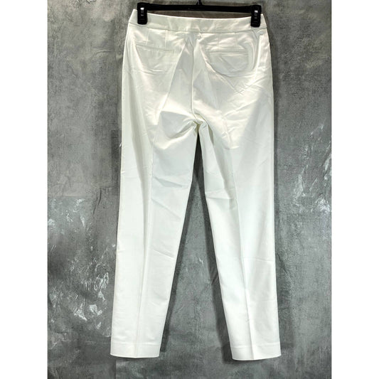 ANNE KLEIN Women's White Double-Weave High-Rise Ankle Pants SZ 4