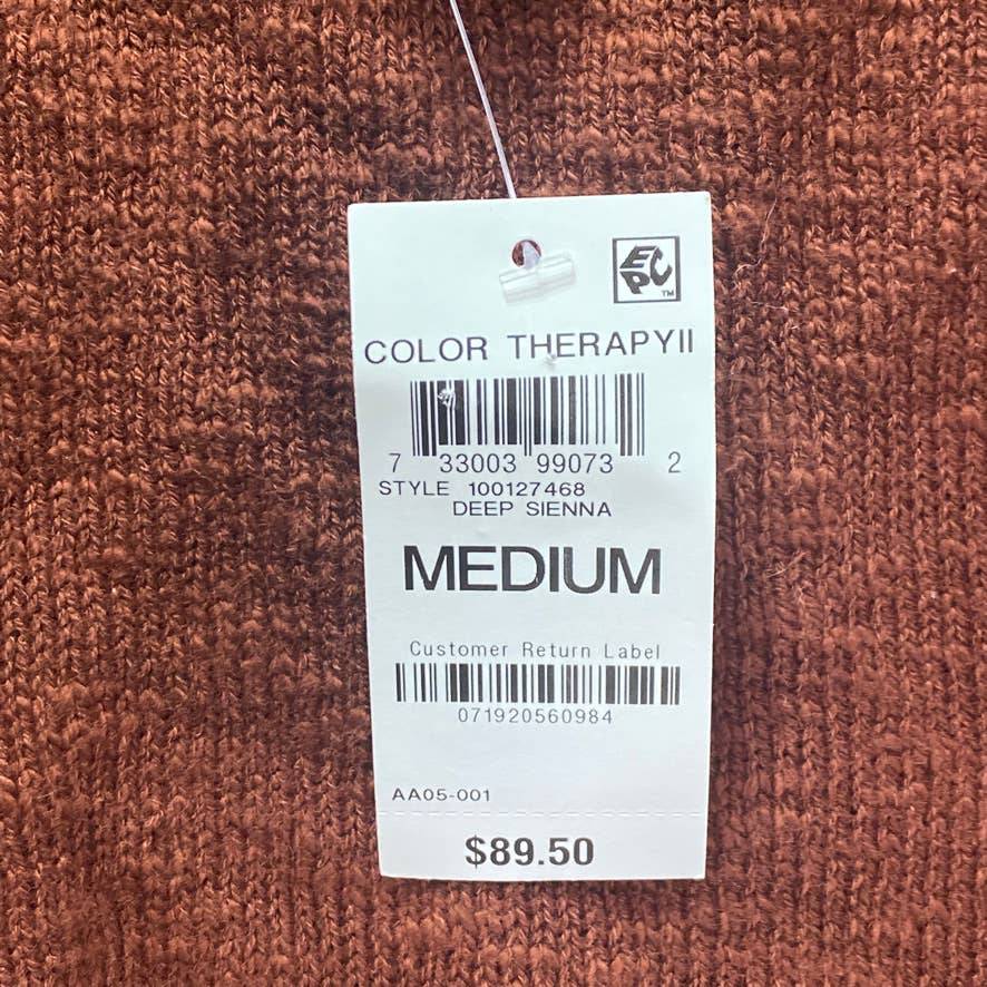 INC INTERNATIONAL CONCEPTS Deep Sienna Chain-Embellished Long Sleeve Tunic Pullover Sweater SZ M