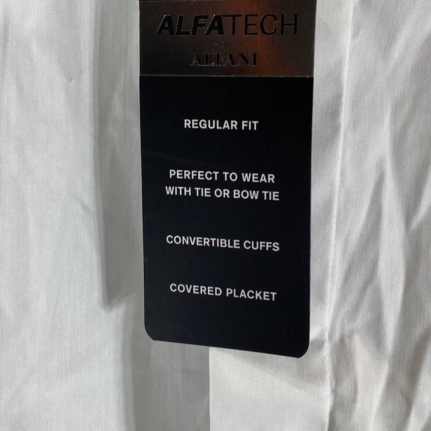 ALFANI AlfaTech Men's White Solid Regular-Fit Dress Shirt SZ S(14-14.5 32/33)