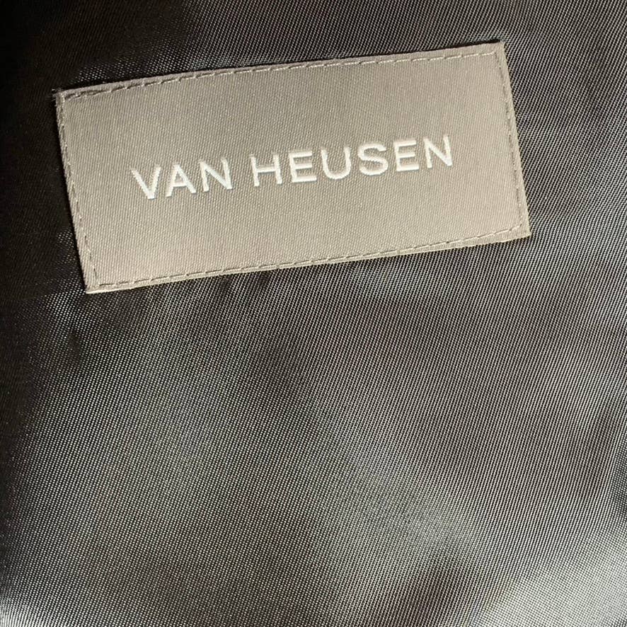 VAN HEUSEN Men's Black Herringbone Flex Plain Slim-Fit Two-Button Jacket SZ 43R
