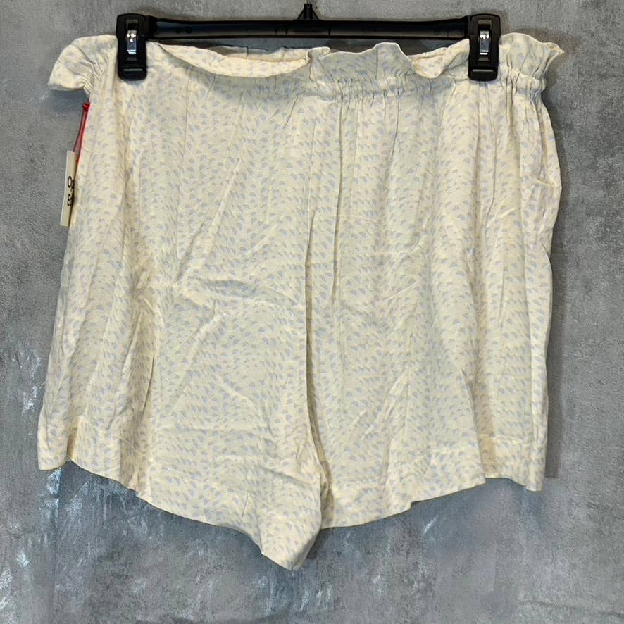 OPEN EDIT Women's Ivory-Blue Lennox Print Paperbag Waist Pull-On Shorts SZ XL