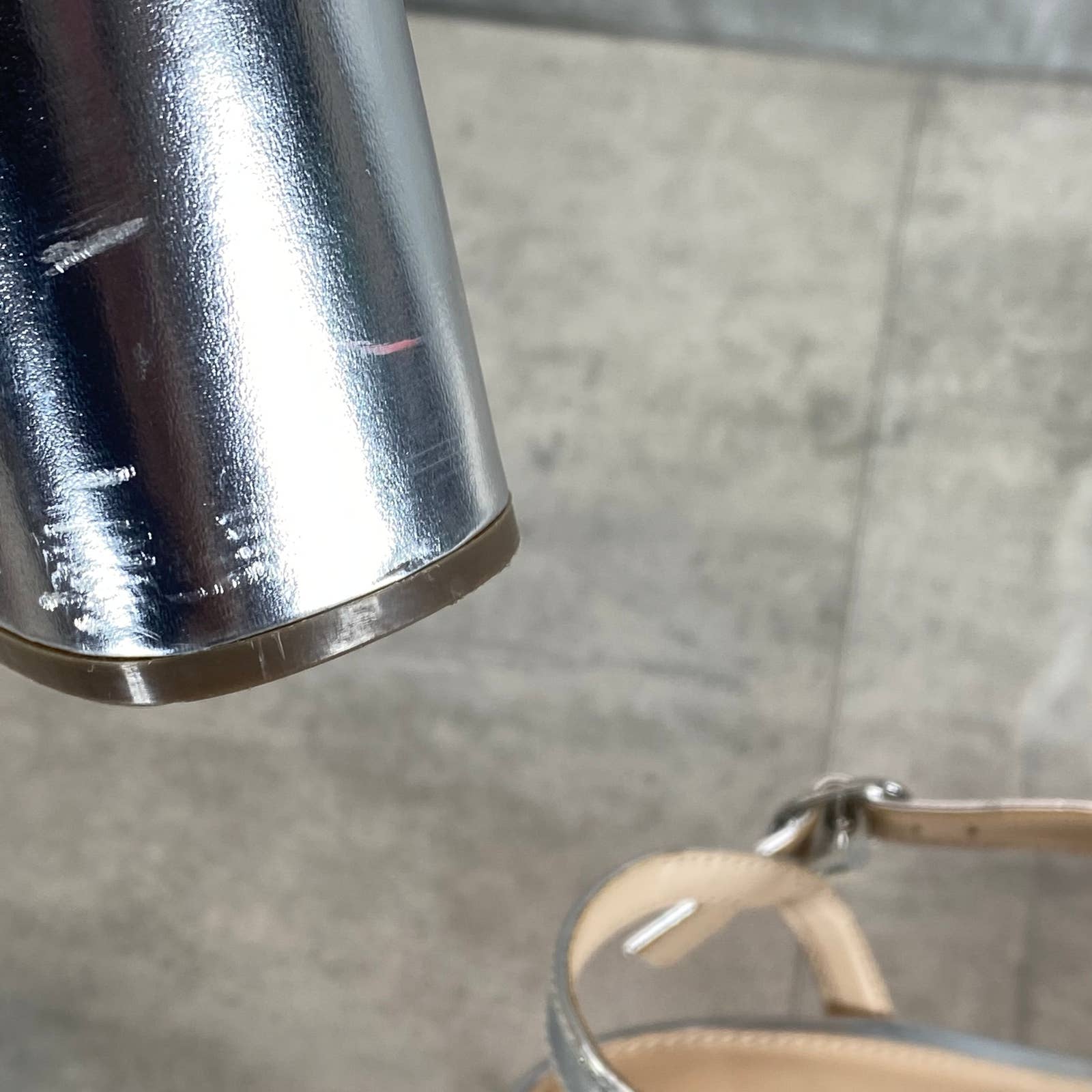 NINA Women's Silver Metallic Haven Block-Heel Ankle-Strap Evening Sandals SZ 7.5