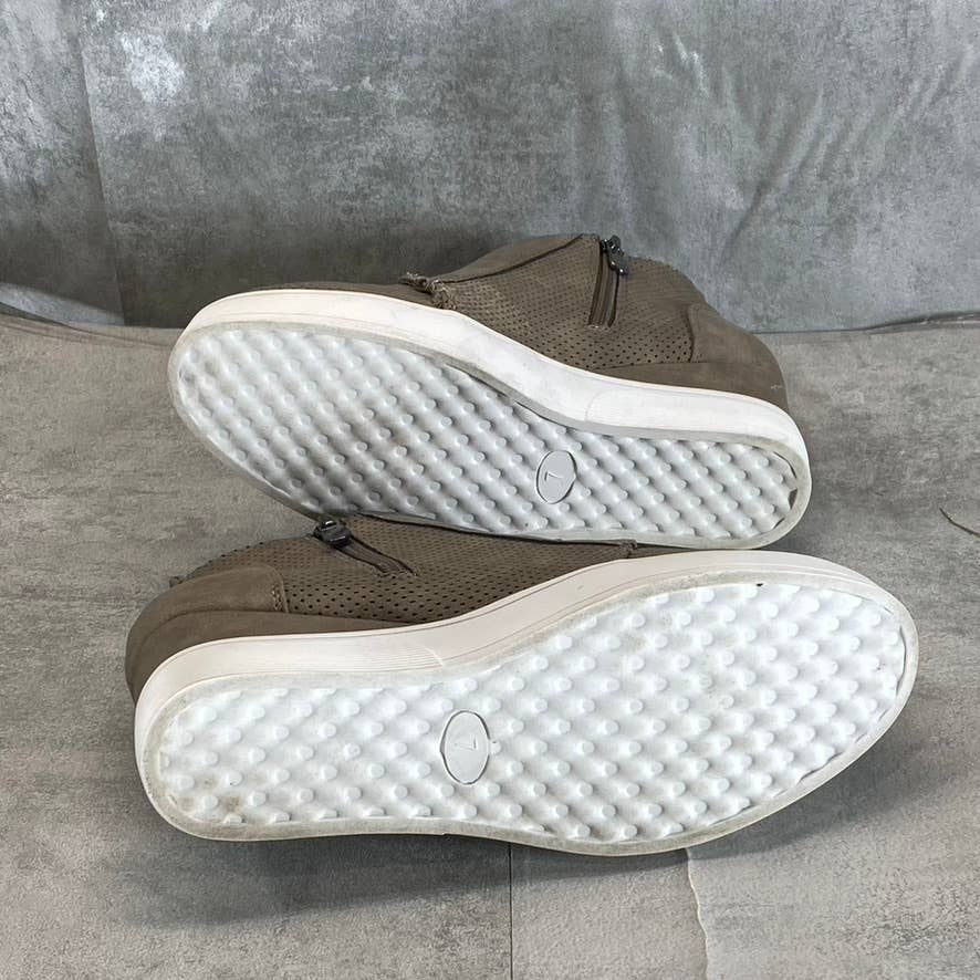 JOURNEE COLLECTION Women's Taupe Perforated Faux Leather Clara Wedge Sneaker SZ7