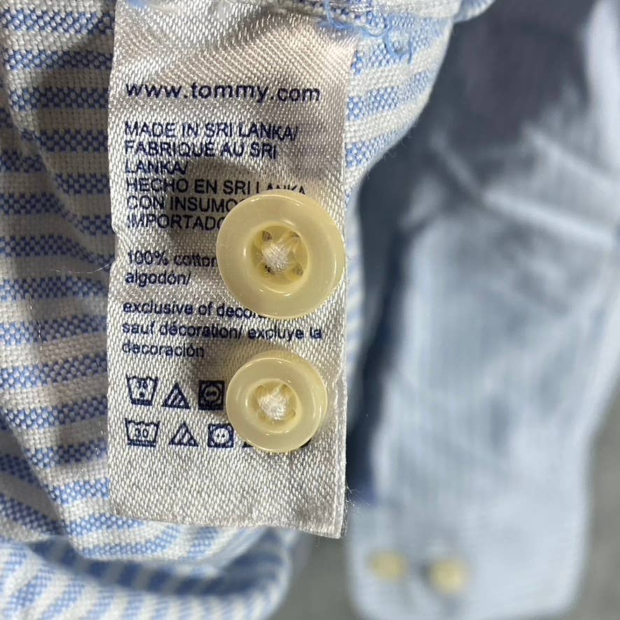 TOMMY HILFIGER Men's Collection Blue Custom-Fit New England Stripe Shirt SZ XL
