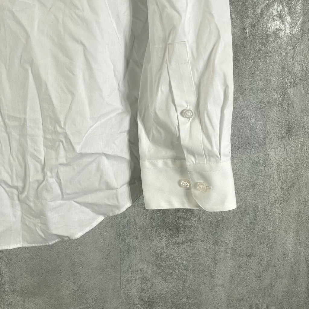 ALFANI AlfaTech Men's White Solid Regular-Fit Dress Shirt SZ M(15-15.5 34/35)