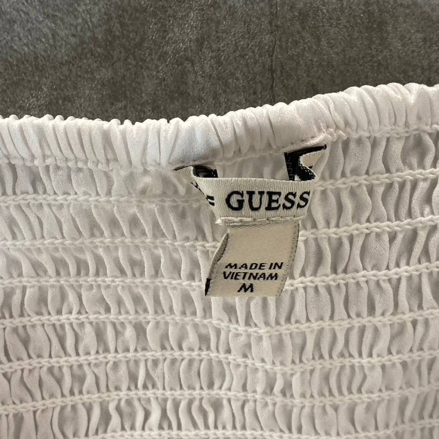 GUESS Women's White Yessica Cold-Shoulder Long-Sleeve Button-Front Top SZ M