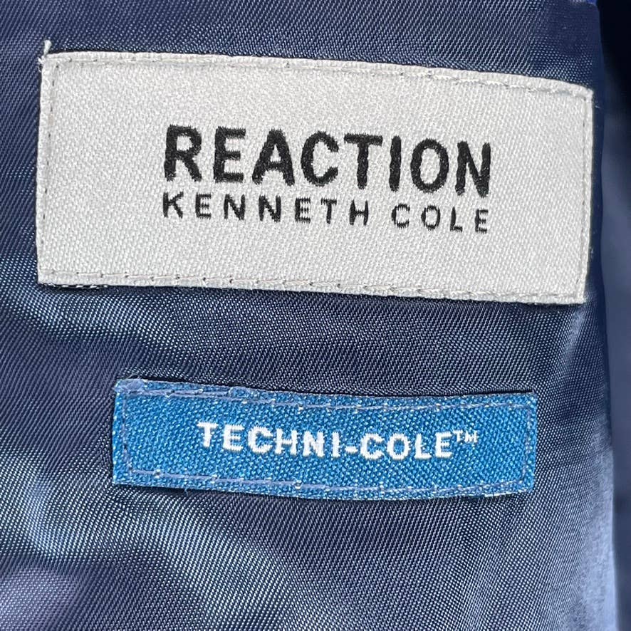 REACTION KENNETH COLE Men's Navy Mini-Check Techni-Cole Slim-Fit Jacket SZ 42R