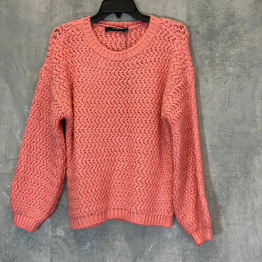 VERO MODA Women's Geranium Pink Freja Balloon Long Sleeve Crewneck Sweater SZ S