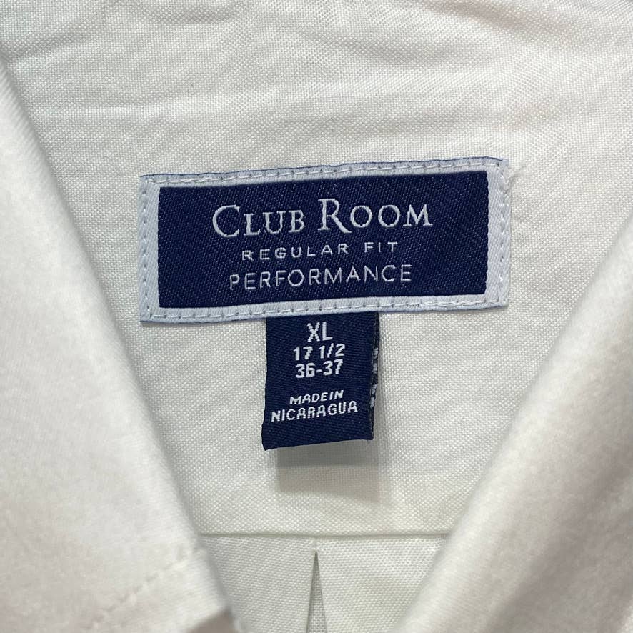 CLUB ROOM White Regular Fit Performance Stretch Pinpoint Solid Dress Shirt SZ XL