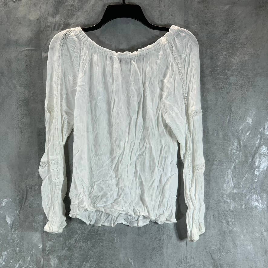 SANCTUARY Women's White Say So Lace-Inset Off-The-Shoulder Top SZ M