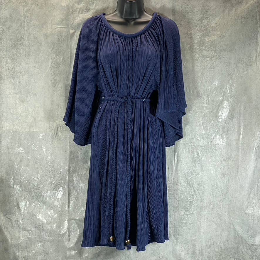 MICHAEL MICHAEL KORS Women's True Navy Crewneck Rope Belt Mini A-Line Dress SZ S