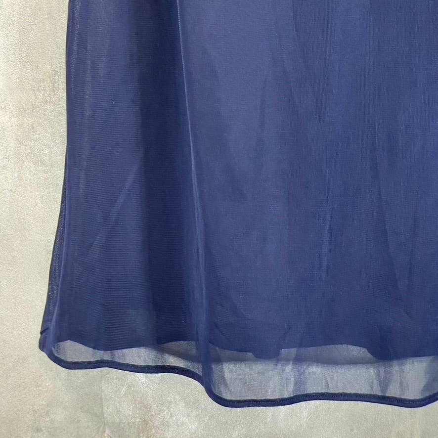 JESSICA HOWARD Women's Navy Faux-Wrap Ruched Sleeveless Maxi Gown SZ 12