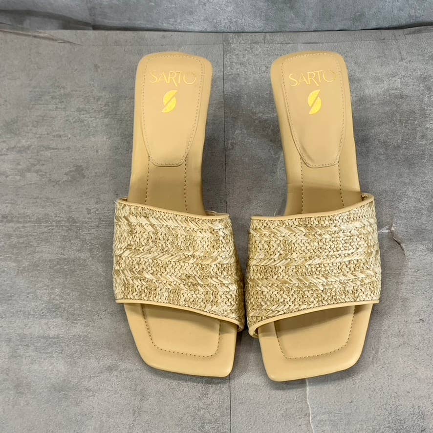 Sarto By Franco Sarto Women's Natural Fabric Betty-2 Square-Toe Sandals SZ 8.5