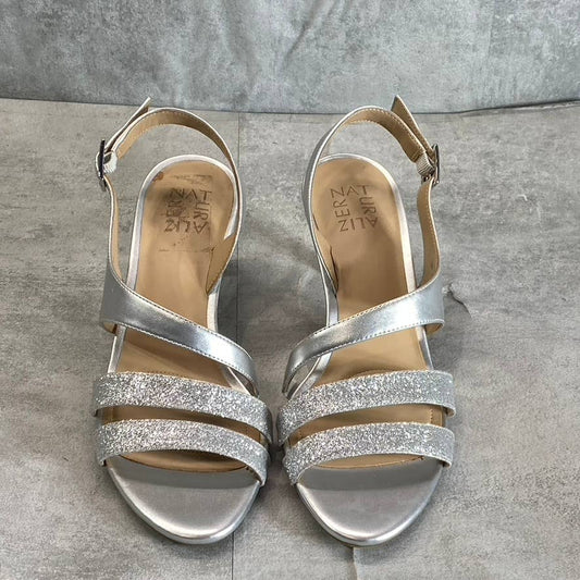 NATURALIZER Women's Silver Taimi Round Open-Toe Slingback Dress Sandals SZ 8