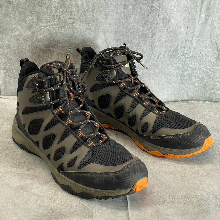 KHOMBU Men's Brown-Orange Vapor Mid Bungee Lace-Up Round-Toe Hiker Boots SZ 13