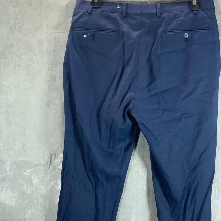 CALVIN KLEIN Men's Blue Slim-Fit Flat Front Dress Pants SZ 36X32