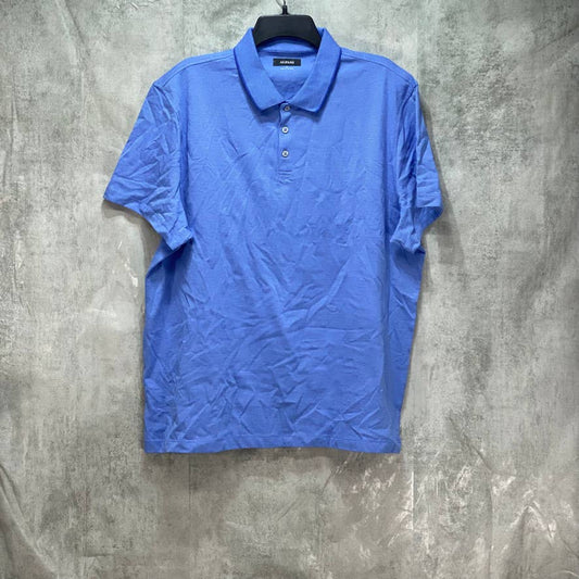 ALFANI Blue Chambray Striped Short Sleeve Polo Shirt SZ XL