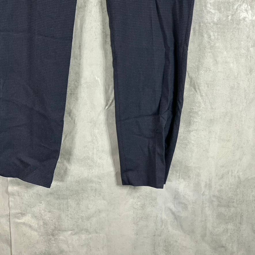 CALVIN KLEIN Men's Navy Mini-Check Slim-Fit Stretch Dress Pants SZ 38X30