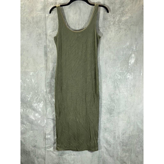 BAR III Women's Olive Scoop-Neck Bodycon Sleeveless Midi Tank Dress SZ S