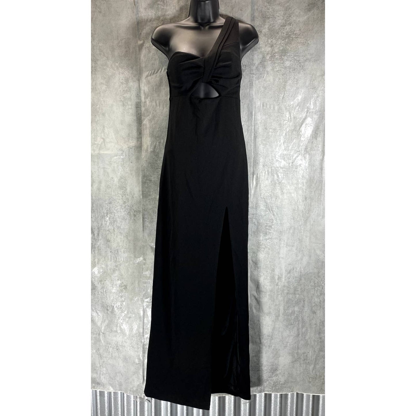 CITY STUDIO Juniors' Black One-Shoulder Cutout Side-Slit Maxi Dress SZ 9