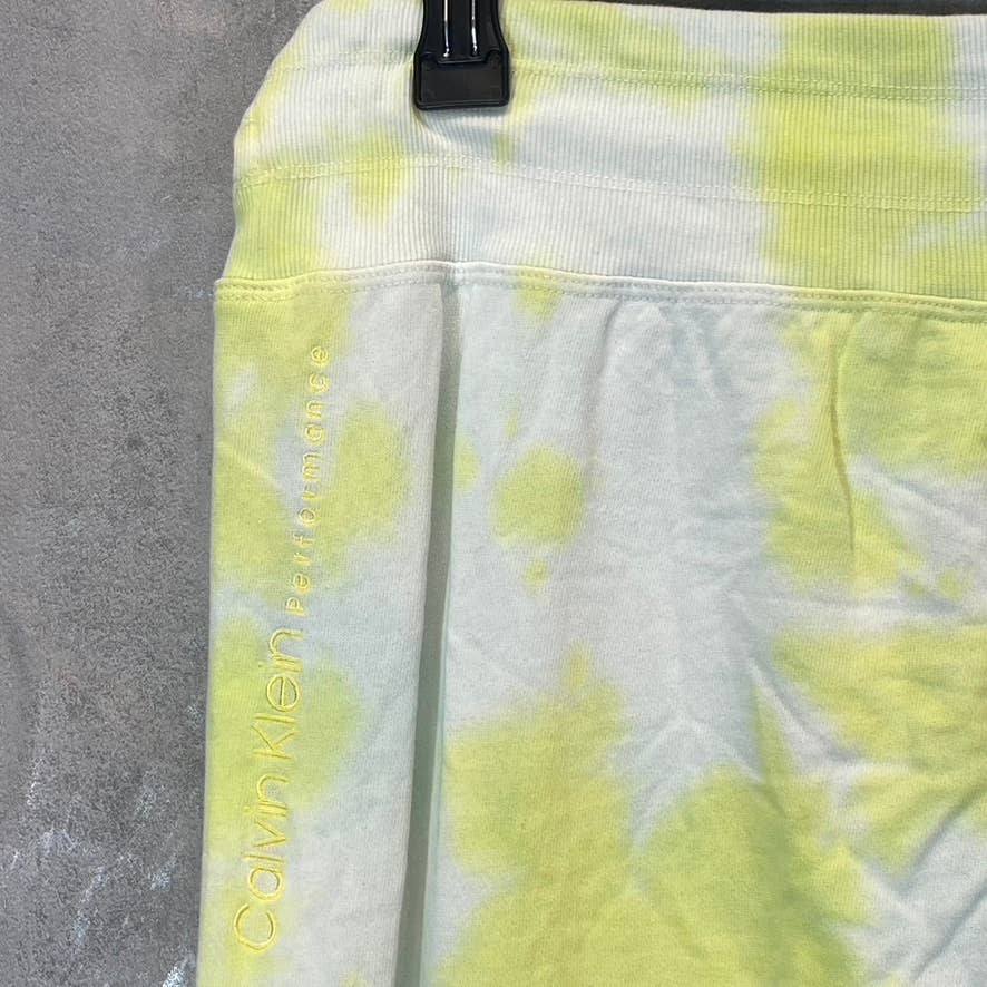 CALVIN KLEIN Women's Yellow Sunburst Tie-Dye Pull-On Drawstring Jogger Pants SZ L