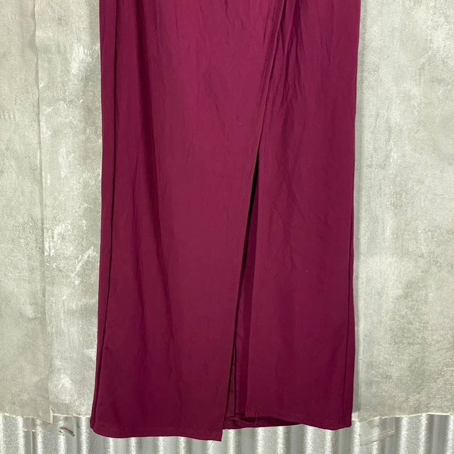 CITY STUDIO Juniors' Burgundy Cowl-Neck Open-Back Side-Slit Maxi Dress SZ 1