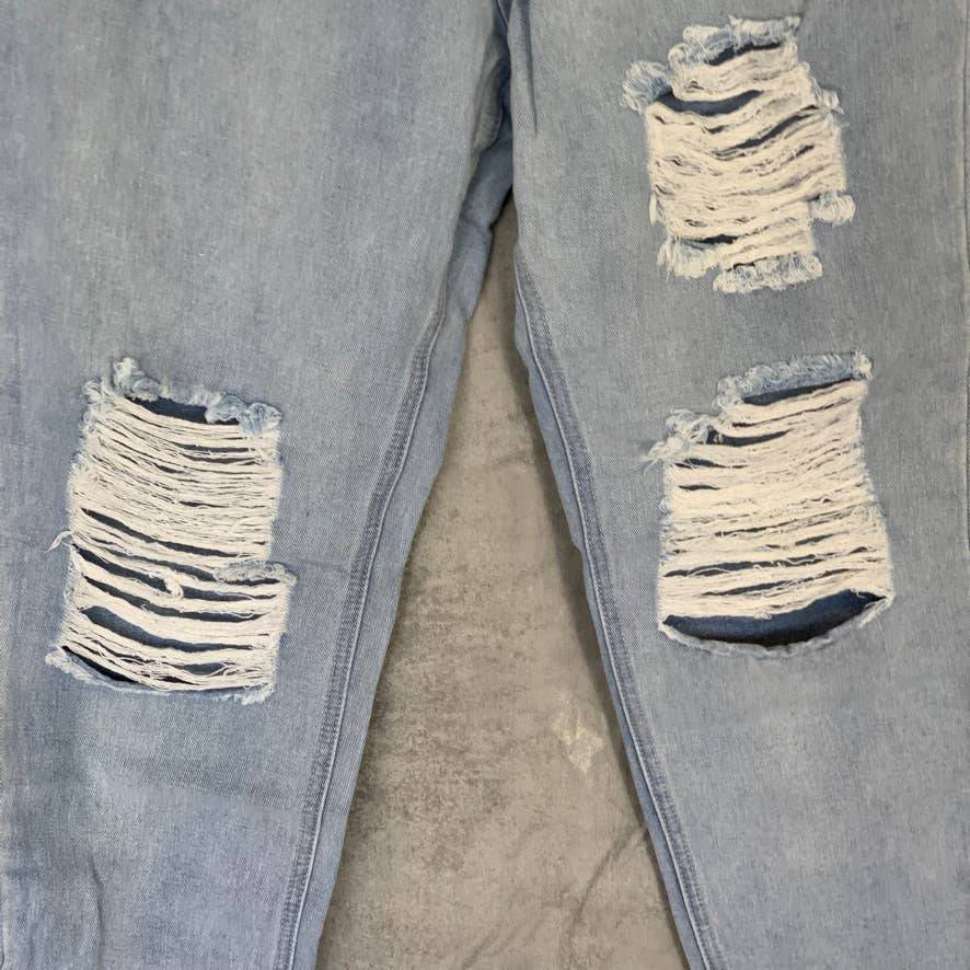 MISSGUIDED Light Wash Tall Frayed Hem Distressed Detail Denim Jeans SZ 10L