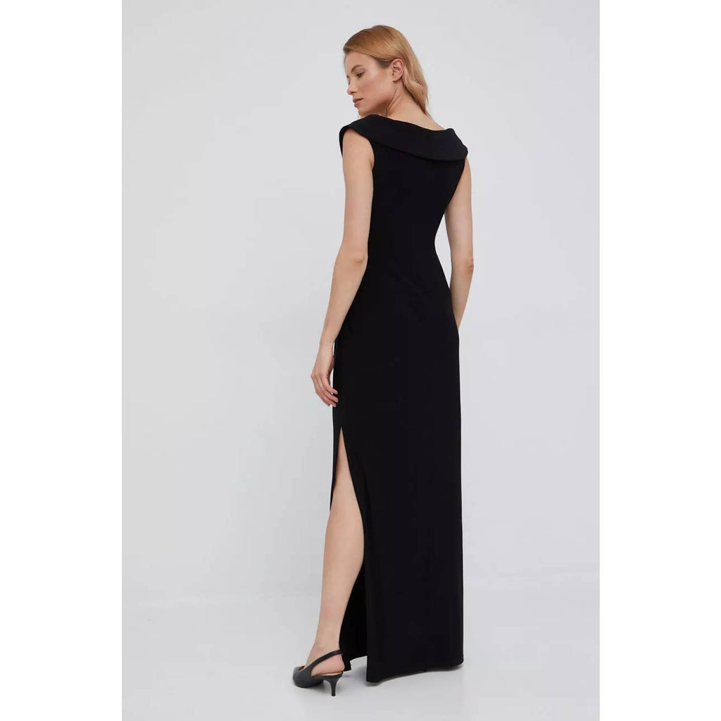 LAUREN RALPH LAUREN Women's Black Jersey Off-The-Shoulder Side-Slit Dress SZ 4