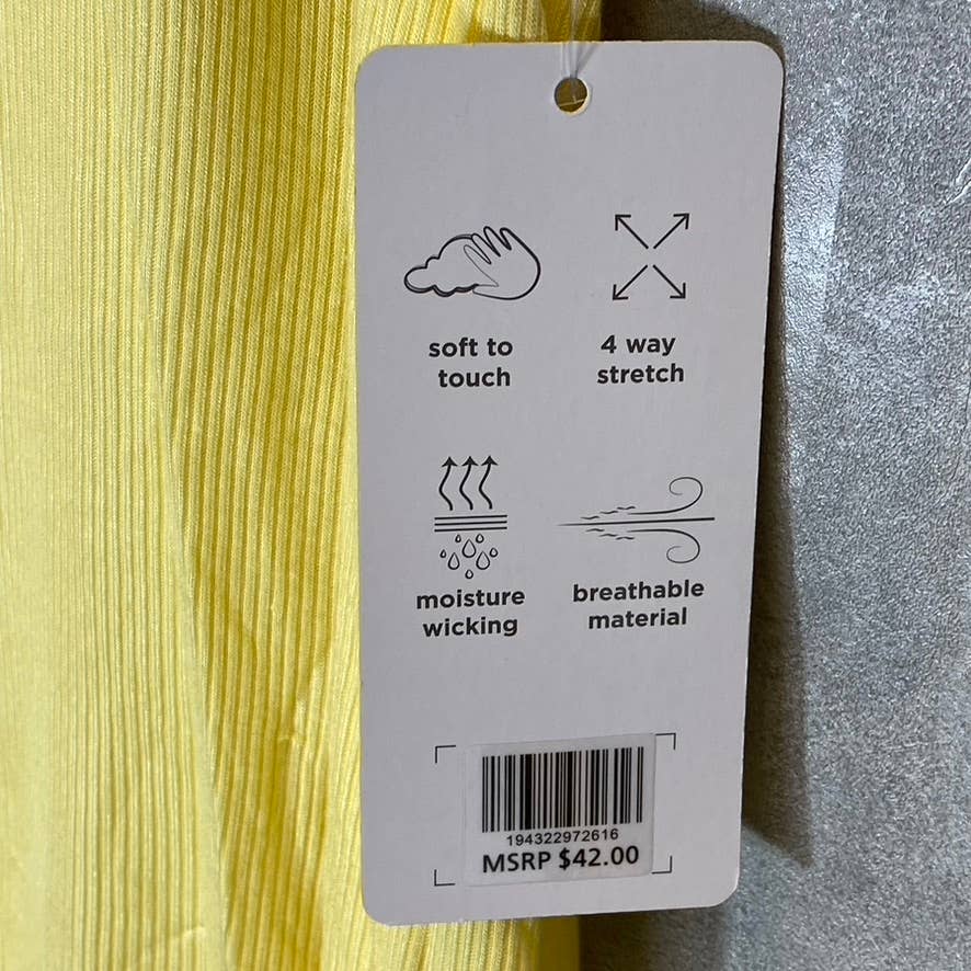 JONES NEW YORK Sport Women's Sunshine Yellow Ribbed Short Sleeve Top SZ L