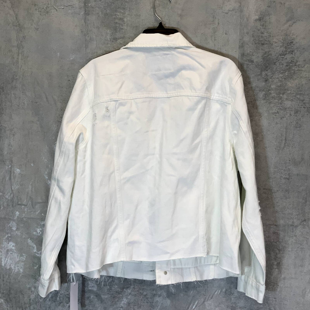 BLANKNYC Women's Plus Size Snow Storm Raw Hem Slight Distressed Jean Jacket SZ2X