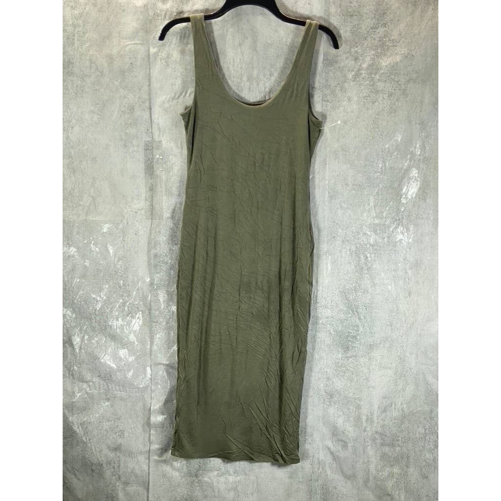 BAR III Women's Olive Scoop-Neck Bodycon Sleeveless Midi Tank Dress SZ S