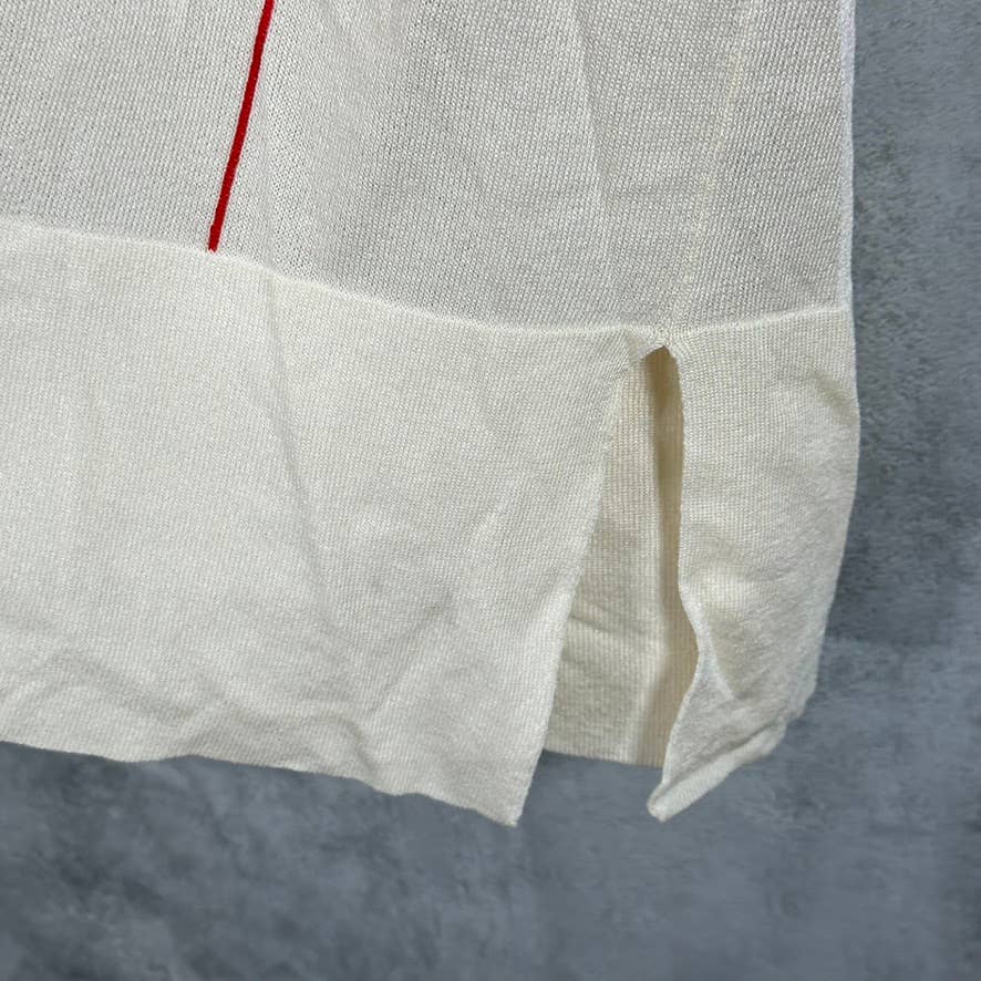 ANNE KLEIN Women's Plus Cream Windowpane Open-Front Long Short-Sleeve Cape SZ 2X