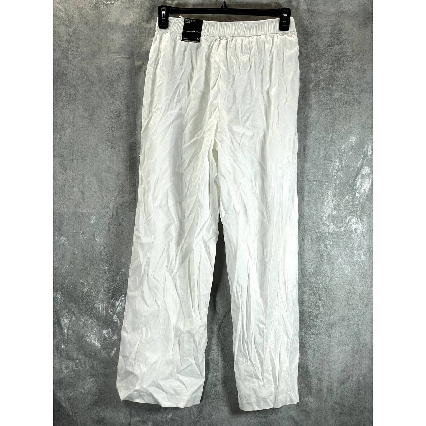 INC INTERNATIONAL Women's Bright White High-Rise Tie-Front Wide-Leg Pants SZ M