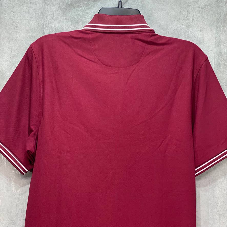 CLUB ROOM Red Solid Sport Striped Short Sleeve Polo Shirt SZ M