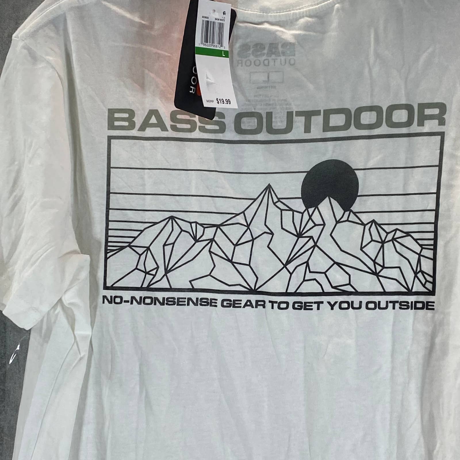 BASS OUTDOOR Men's Snow White Crewneck Antlers Mountain Logo Graphic T-Shirt SZL