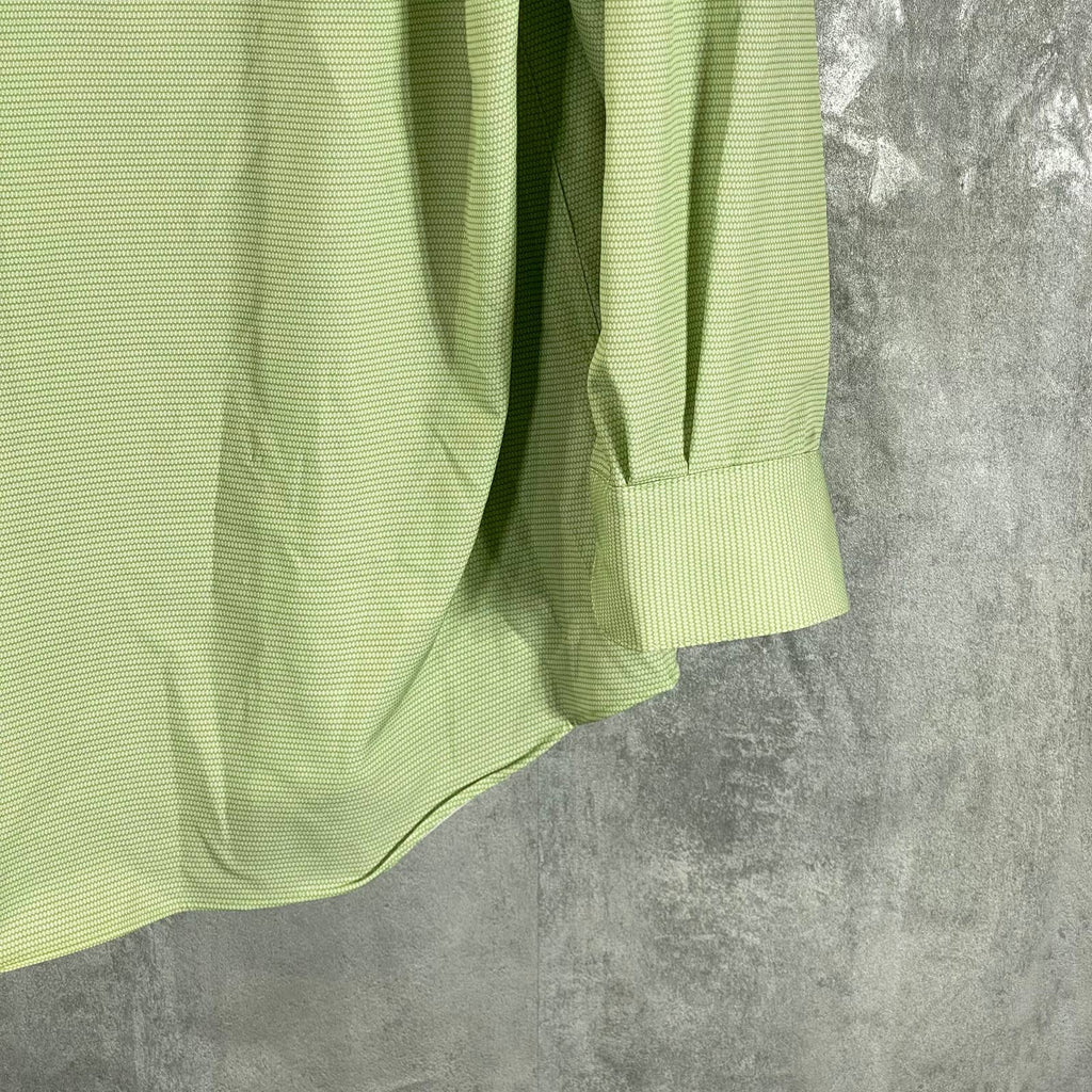 ALFANI Men's Green Mini Geo-Print Slim-Fit Stretch Button-Up Shirt SZ 16-16.5