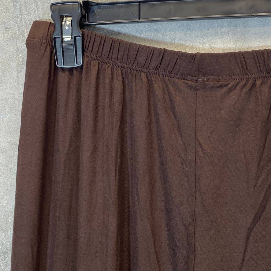 24/7 COMFORT APPAREL Women's Plus Size Brown Comfortable Loose-Fit Pull-On Palazzo Pants SZ 1X