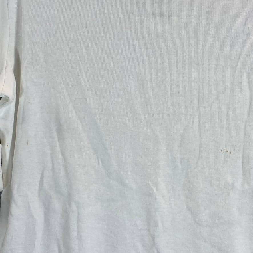 KAREN SCOTT Women's Bright White Cotton Boatneck Elbow Sleeve Top SZ S