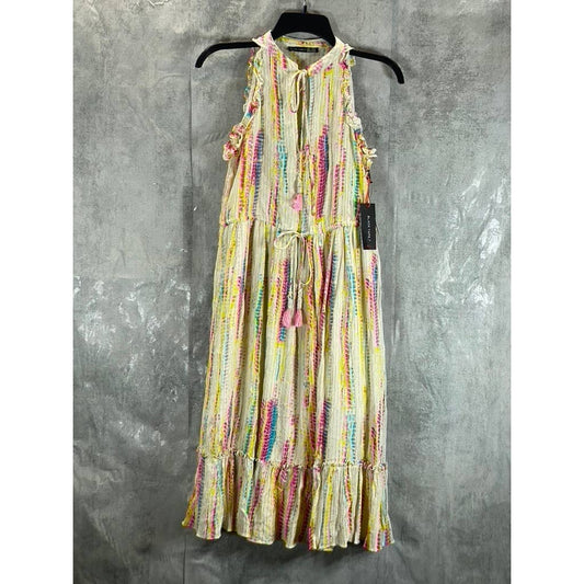 BLACK TAPE Women's Petite Sunshine Burst Drawstring Waist Maxi Dress SZ PXS