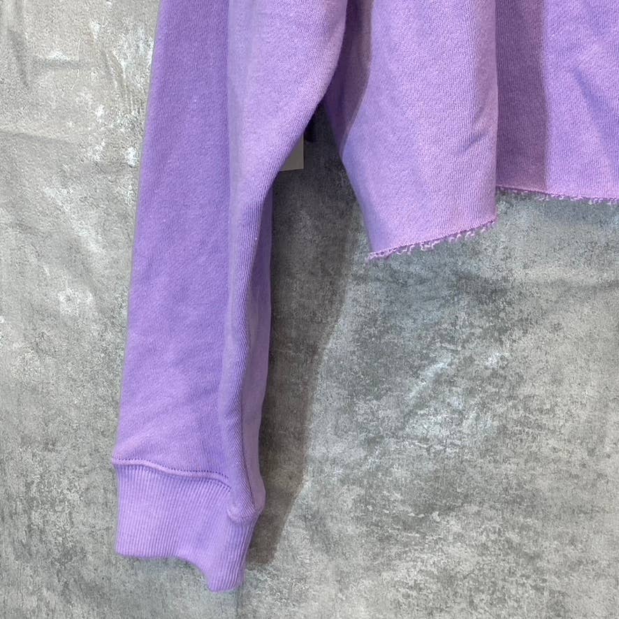 BP. Women's Purple Wildcats Cutoff Graphic Long Sleeve Pullover Hoodie SZ M