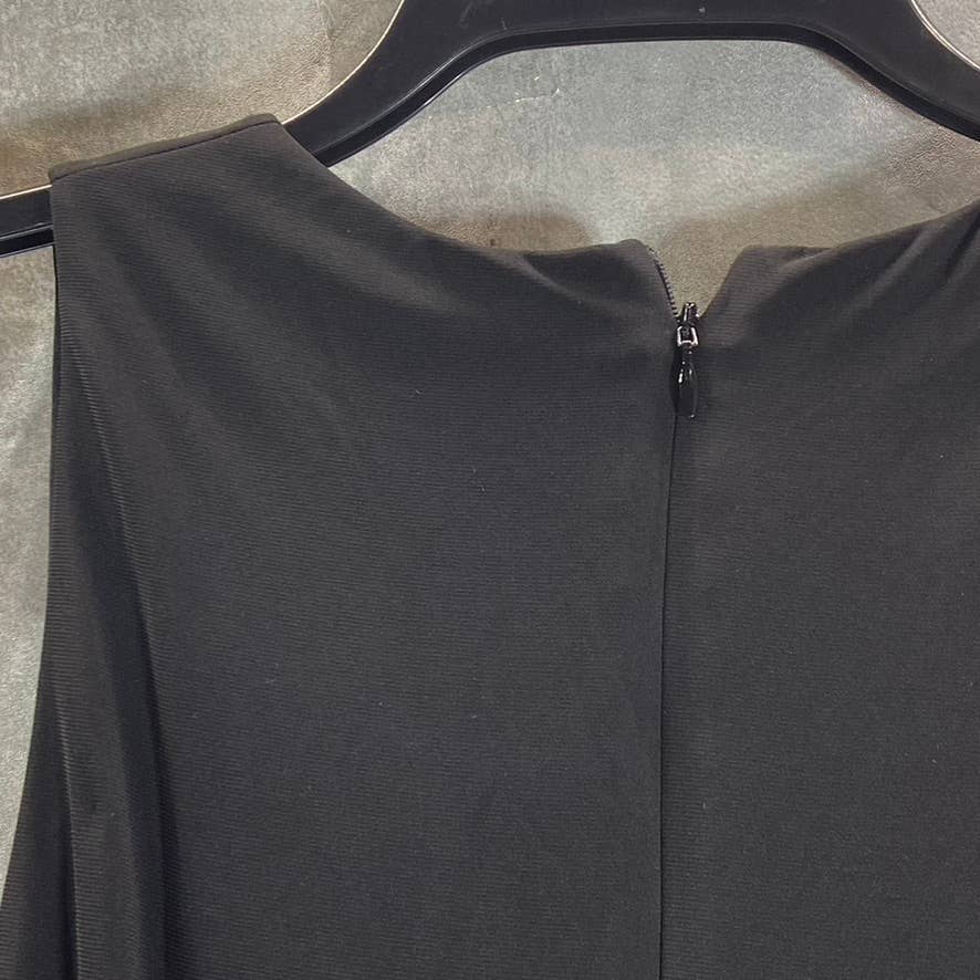 B&A BY BETSY & ADAM Women's Black V-Neck Side-Ruched Broach Gown SZ 10